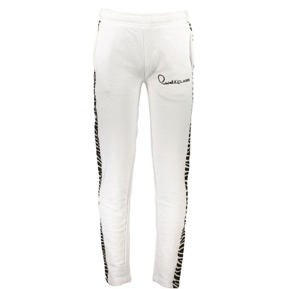Cavalli Class Striped Casual Pants Men White Bottoms